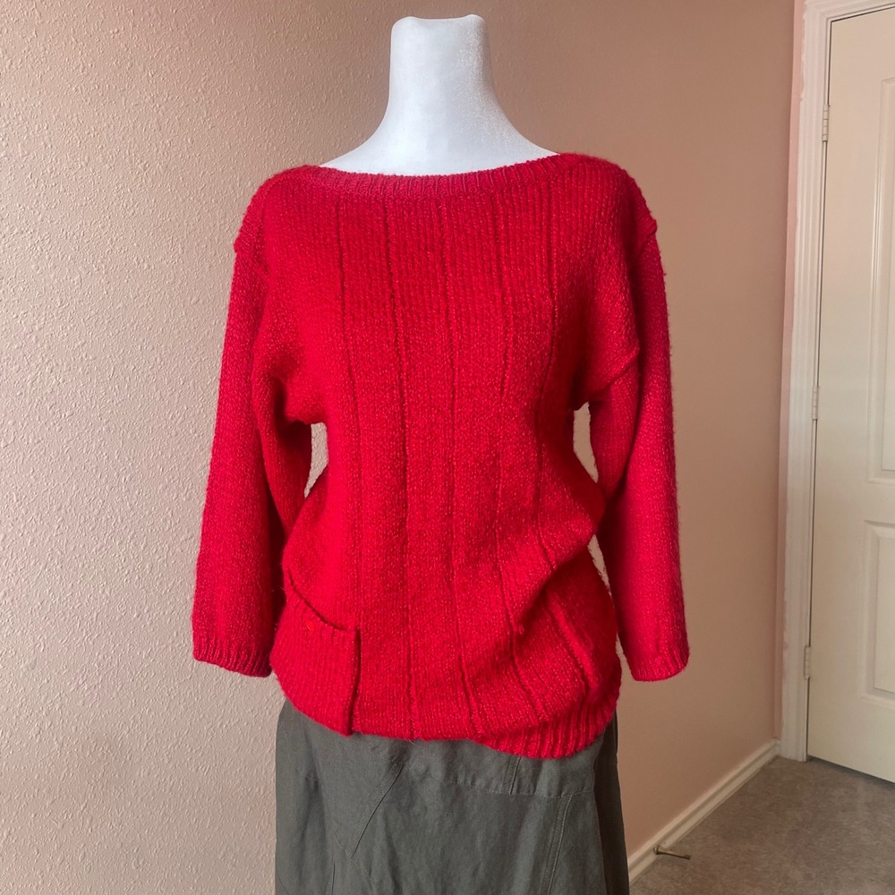 Vintage 80s‎ Chic Retro Mom Cable Knit Sweater